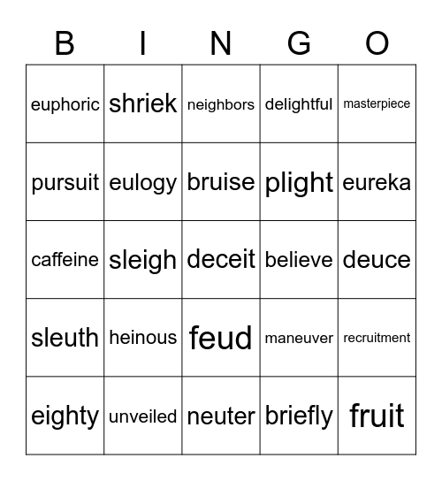 Advanced Vowel Teams Bingo Card