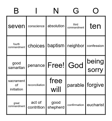 Forgiveness and Healing Bingo Card