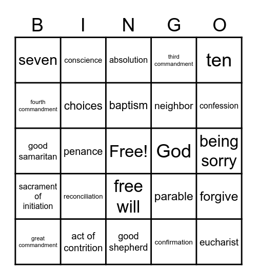Forgiveness and Healing Bingo Card