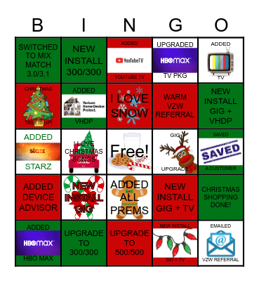 Hampton's Holiday Bingo Card