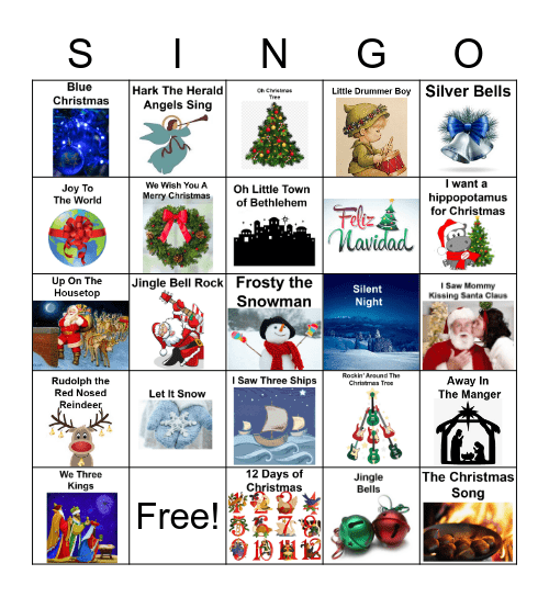 Fairfield Carol Bingo Card