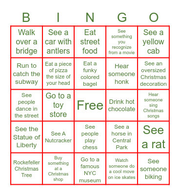 Christmas in New York Bingo Card