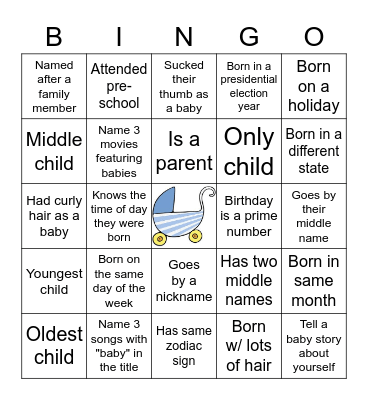 Auggie's Baby Shower Bingo! Bingo Card