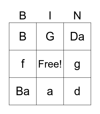 Letter Group 1 Bingo Card