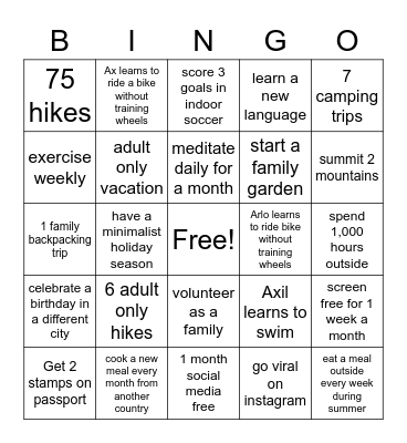 2023 Harrison's Bingo Card