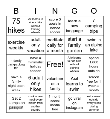 2023 Harrison's Bingo Card