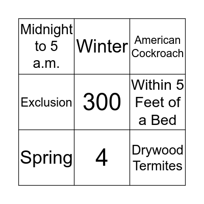 Sandpiper Bingo Card