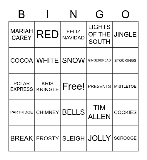 CHRISTMAS BINGO Card