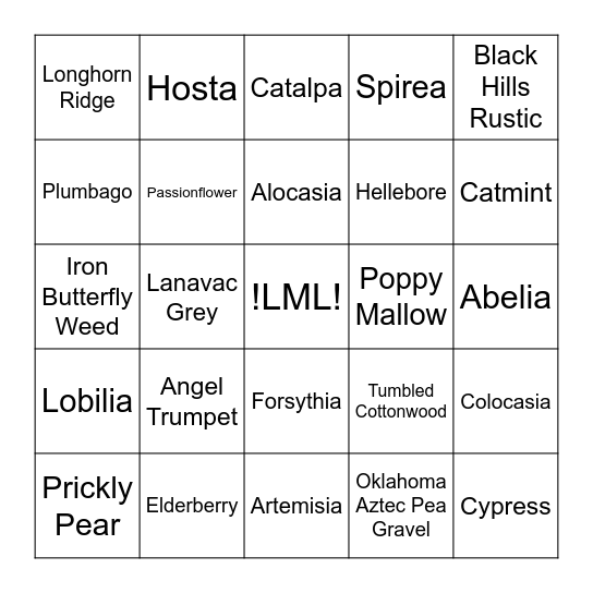LANDSCAPE BINGO Card