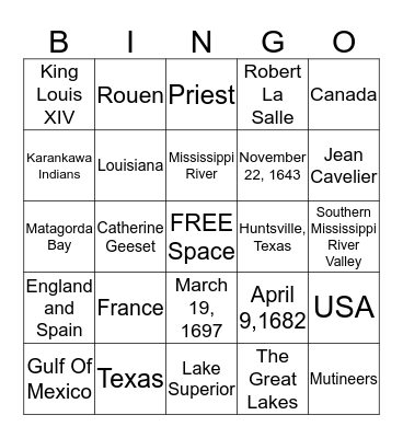 Robert La Salle Bingo Card