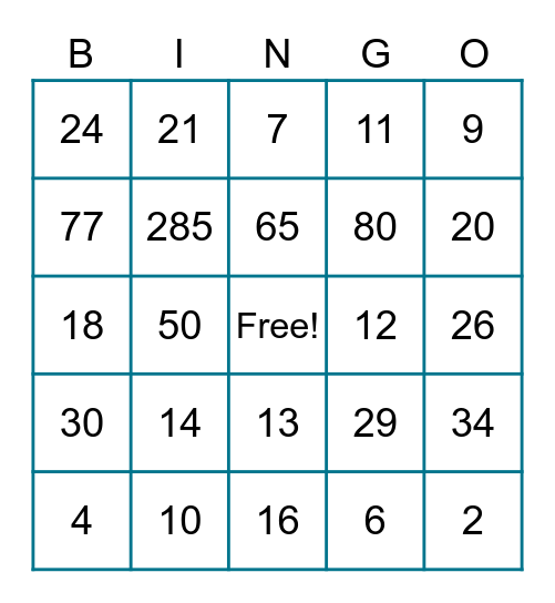 Virtual Holiday Bingo Card