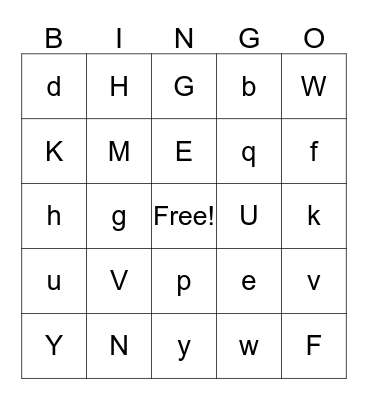 Trouble Letters Bingo Card