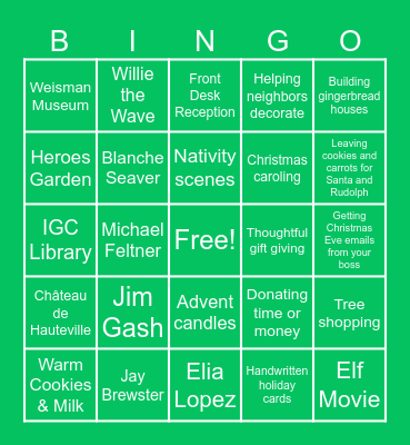Pepperdine Holiday Bingo Card
