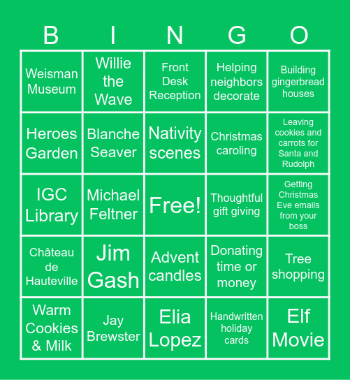 Pepperdine Holiday Bingo Card