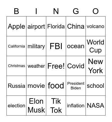 CNN10 Bingo Card