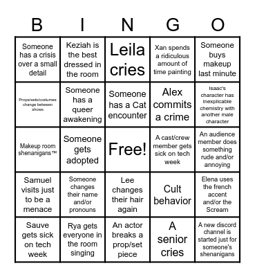 Theater Bingo Card