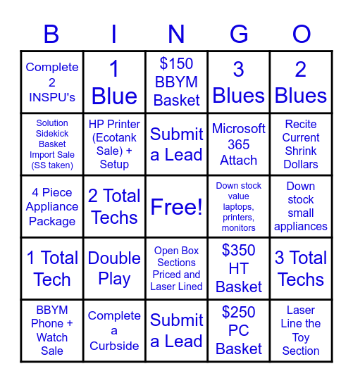 Best Buy Slingin' Bingo Card