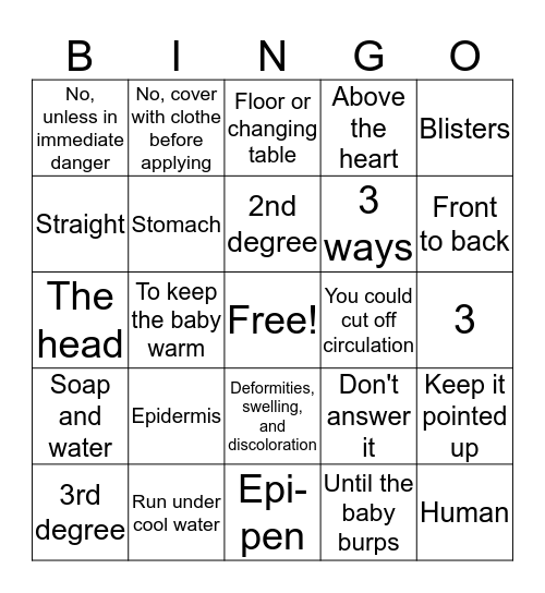 Babysitting Class 2k15 Bingo Card