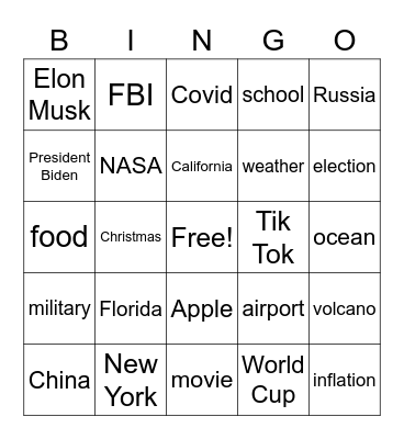 CNN10 Bingo Card