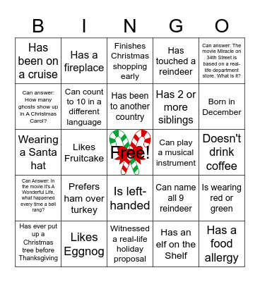 JINGLE MINGLE BINGO Card