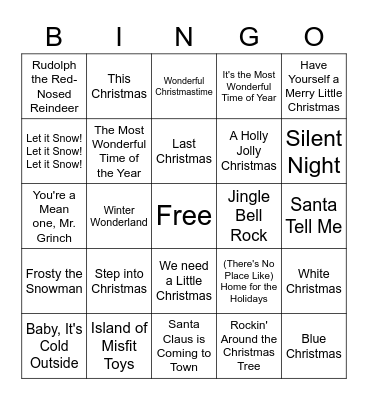 Christmas Music Bingo Card