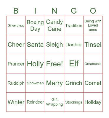 Christmas Bingo Card