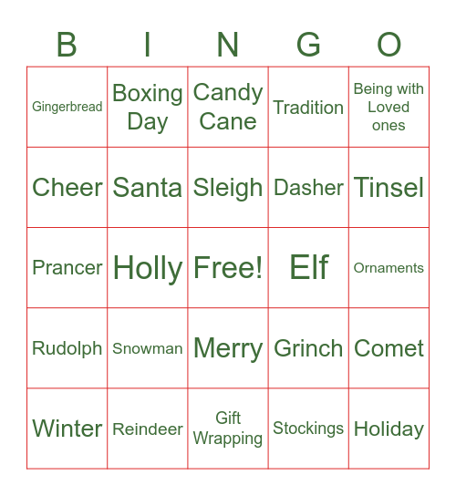 Christmas Bingo Card