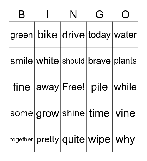 U 3 W 2 Bingo Card