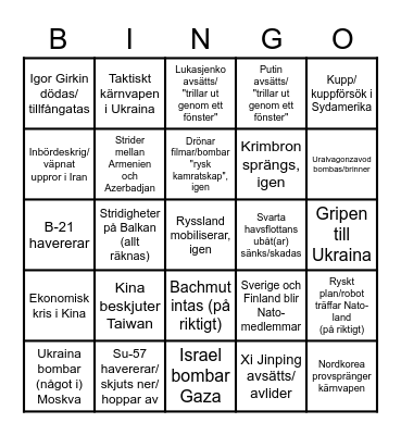 Utrikespolitisk Bingo 2023 Bingo Card
