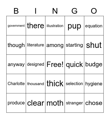 Anthony's Bingo Card