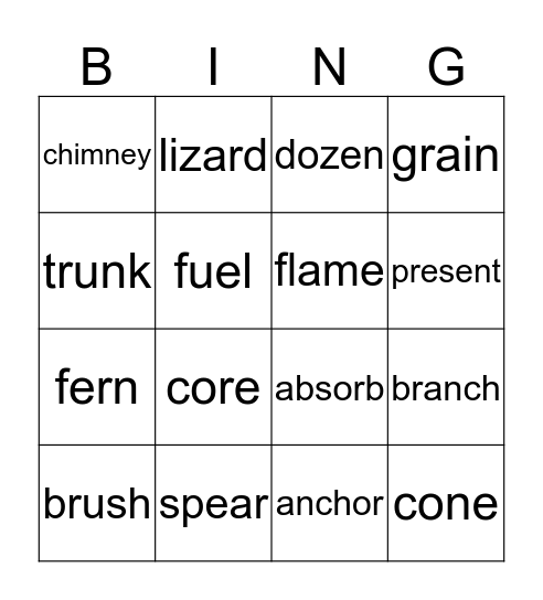 Vocabulary Bingo (4-6) Bingo Card