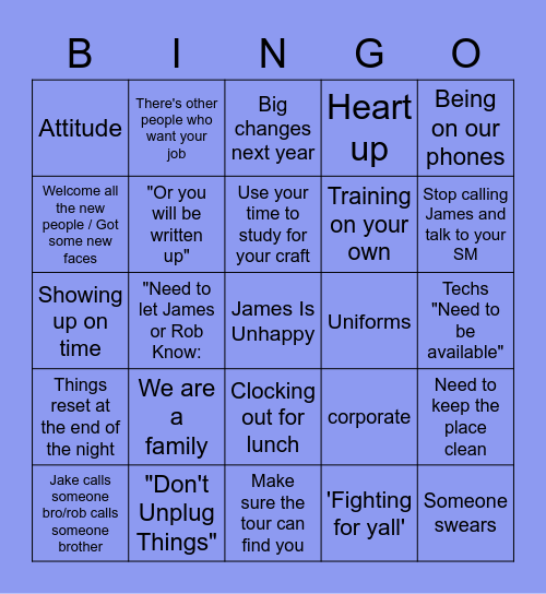 Dec 14th Meeting Bingo Card