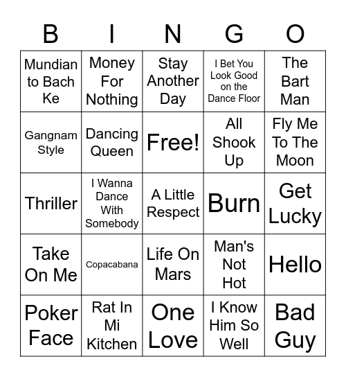 Christmas Music Bingo Card