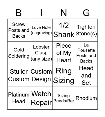 Repair Bingo Card