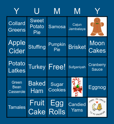 Holiday Food Bingo Card