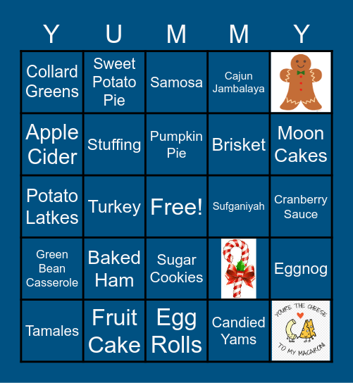 Holiday Food Bingo Card