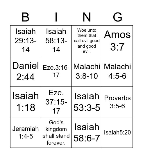 Doctrinal Mastery Bingo Card
