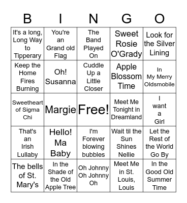 Musical Bingo Volume 2 Bingo Card