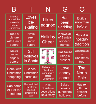 Holiday Bingo Card