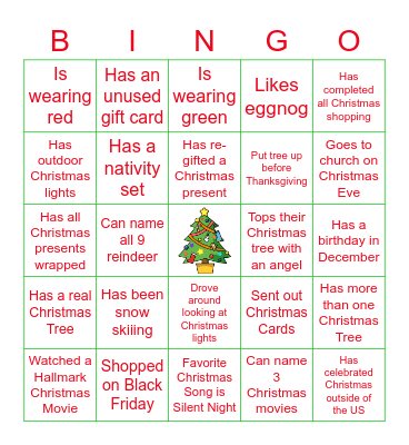 Christmas Mingle Bingo Card