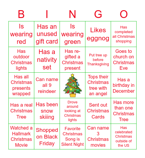 Christmas Mingle Bingo Card