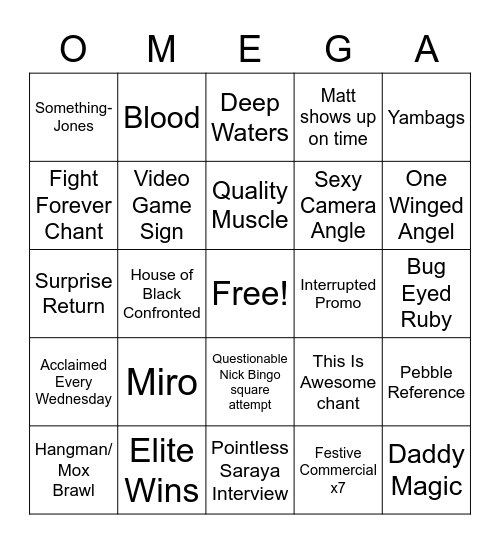 Winter Is Coming Bingo Card