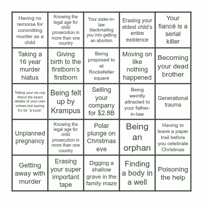 The Family Game Bingo Card