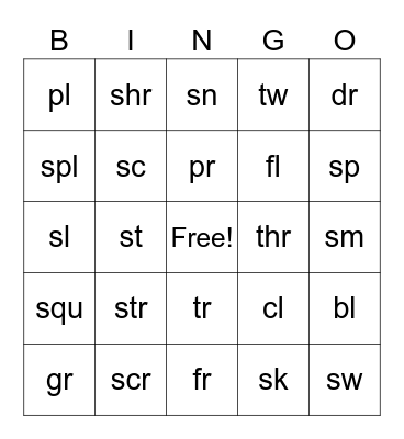 initial blends Bingo Card