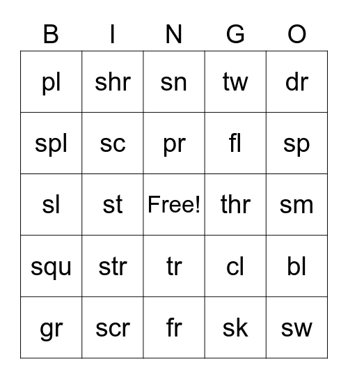 initial blends Bingo Card