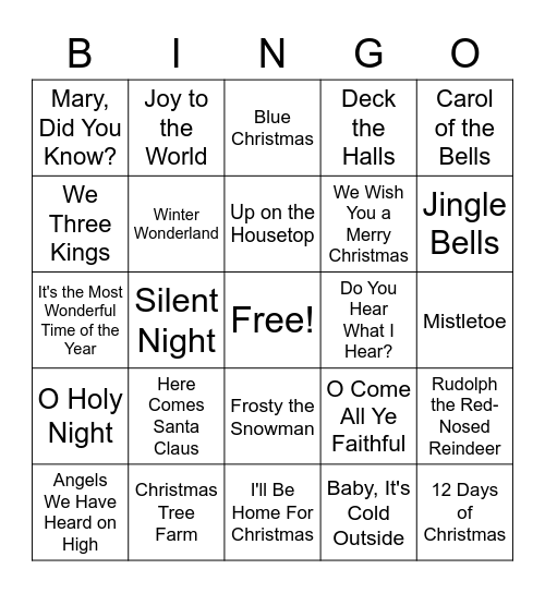 CHRISTMAS CAROLS Bingo Card