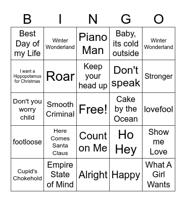 Music Bingo Card