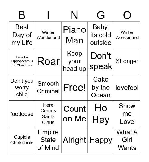 Music Bingo Card