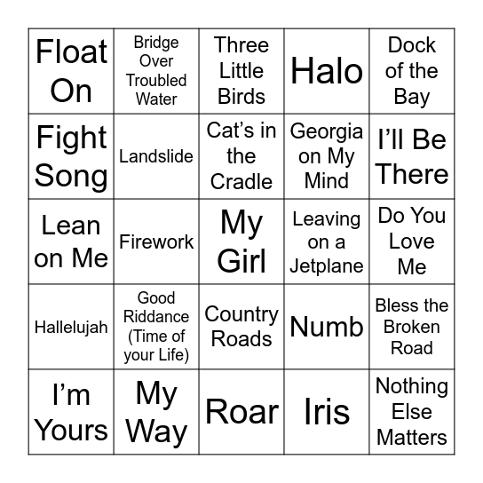 Musical Bingo (Full) Bingo Card