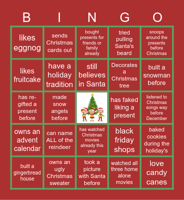 Virtual Holiday Bingo Card